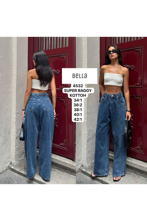 4532 ДЖИНС BELLA SUPER  BAGGY НОРМА  (РОЗМІРИ: 34,36,36,38,40,42) 6 од