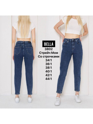 3802 Джинс BELLA MOM STRAIGHT НОРМА (РАЗМЕРЫ: 34,36,38,40,42,44), 6 од.