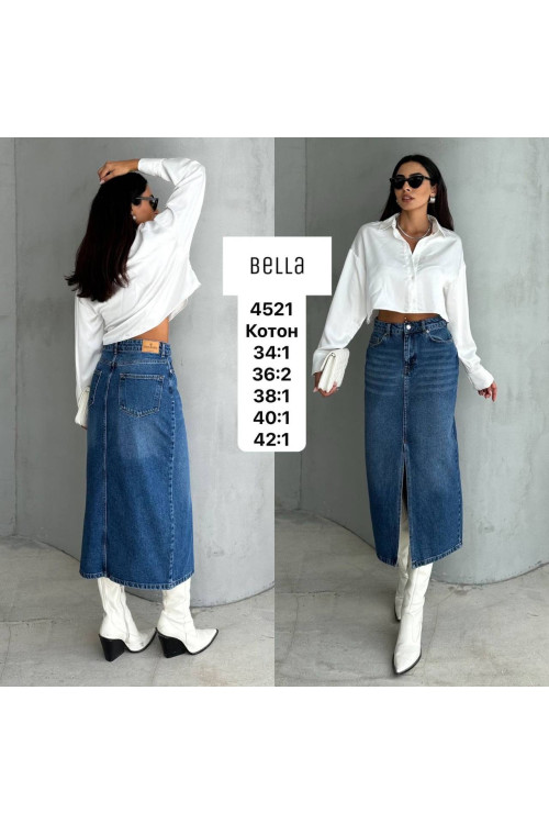 4521ДЖИНС BELLA ЮБКА  (РОЗМІРИ: 34,36,36,38,40,42) 6 ОД. 